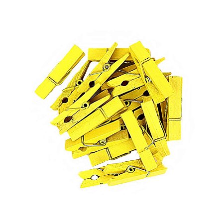 50 Unidades Mini Pregadores Amarelo 3,5 cm