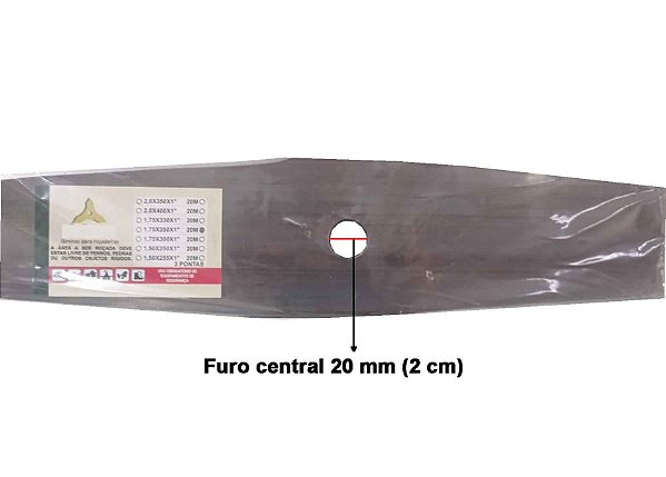 Lamina Roçadeira Stihl Faca 2 Pontas 350 X 1,75 Furo 20 mm