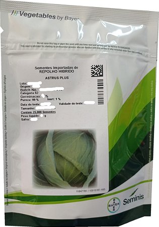 Semente Repolho Astrus Plus Seminis Envelope 25.000 Sementes