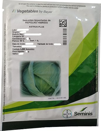 Semente Repolho Astrus Plus Seminis Envelope 5.000 Sementes