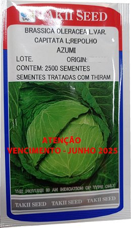 Semente Repolho Azumi Envelope Com 2.500 Sementes Híbrido