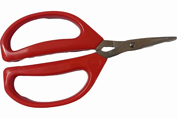 Tesoura Poda Desbaste Limpeza Raleio Uva Maçã Frutas Inox - VERMELHA 910