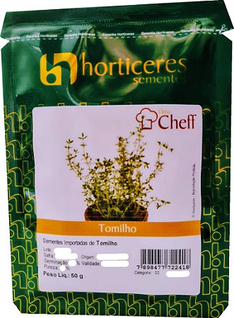 Semente Tomilho Linha Cheff Pacote 50 Gramas Horticeres
