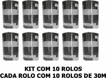 Kit com 10 Rolos de Fita Para Alceador Plástico Reciclado Preta