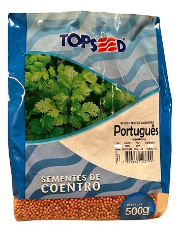 Sementes Coentro Português Importado 500 Gramas Topseed - EMBALAGEM AZUL