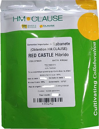 SEMENTE RABANETE RED CASTLE HIBRIDO 10.000 SEMENTES - HARRIS MORAN