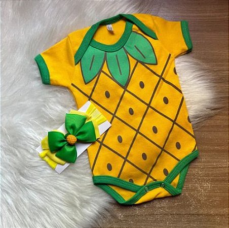 Body + Laço Abacaxi Menina / Menino Mesversario Temático