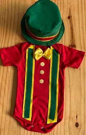 Body+Chapéu Infantil Vermelho Palhaço Circo Temático Festa