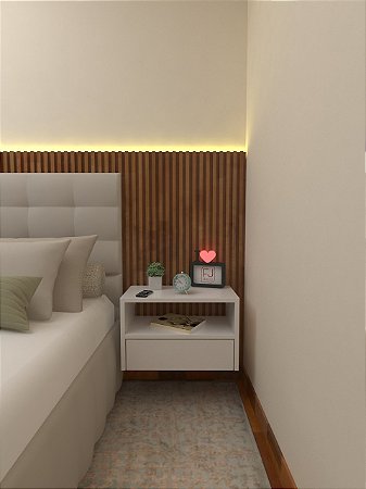 Mesa de Cabeceira 40cm MDF com Gaveta