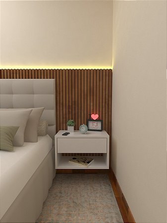 Mesa de Cabeceira 40cm MDF com Gaveta