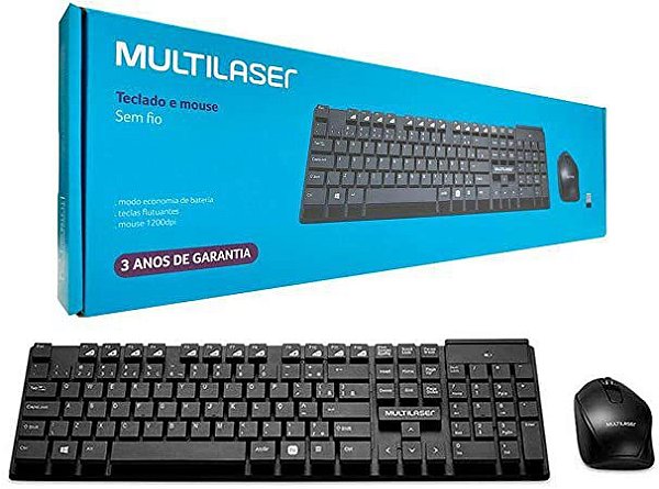 INFORMATICA TECLADO MOUSE S/FIO MULTILASER TC202 - Perez Materiais Elétricos