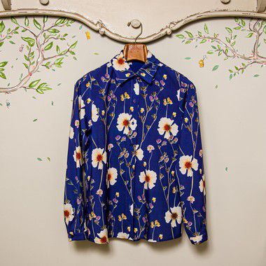 Camisa Mae Estampa Floral Azul Viscose