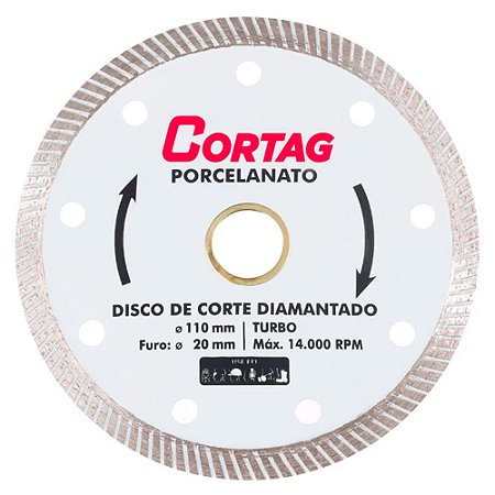Disco Diamantado Porcelanato Cortag 110mm Furo 20mm 60863