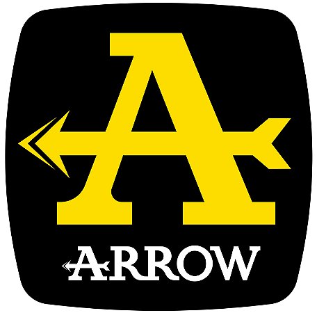 Adesivo Arrow preto e amarelo térmico retangular 95X95mm