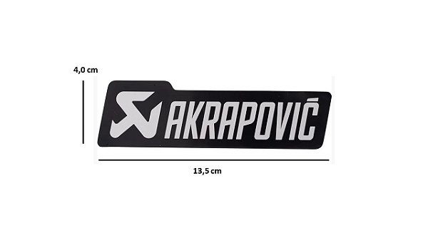 Adesivo Akrapovic térmico retangular 13,5 cm (preto e prata)