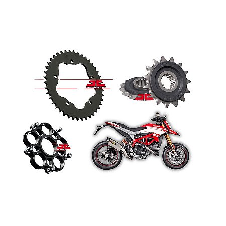 Coroa com Adaptador e Pinhão JT Sprockets Ducati Hypermotard / Hyperstrada