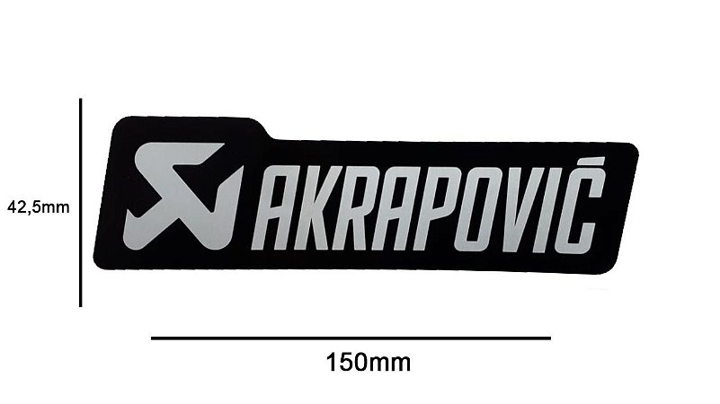 Adesivo térmico Akrapovic retangular 15,0 cm (Preto e prata)