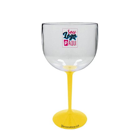 Taça de Gin Amarela Personalizada Bicolor - Acrilico