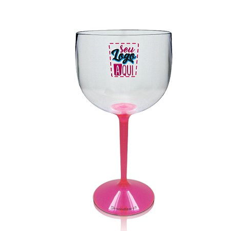 Taça Gin Rosa Personalizada Bicolor - Acrilico