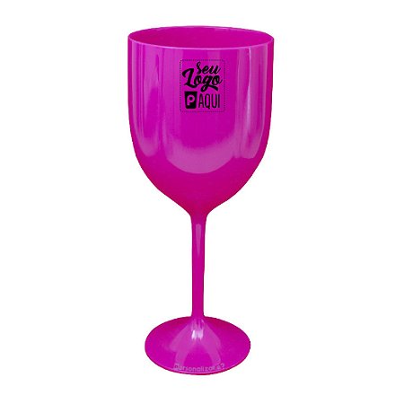 Taça de Vinho Rosa Personalizada  - Poliestireno Acrilico PS