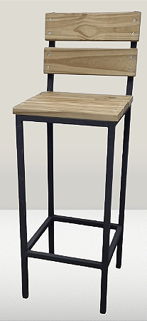 Cadeira Gourmet Armação de Metal Assento de Madeira de Deck