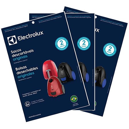Kit c/ 3 Sacos Descartáveis p/ Aspiradores de Pó Modelos: Nano, NEO30 e NEO31 Electrolux (SBENA)