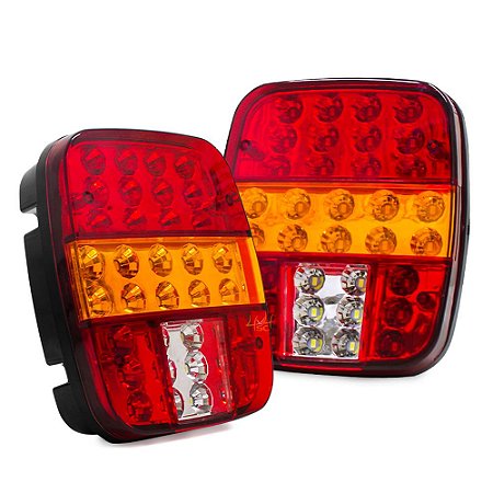 Sinaleira de LED Lanterna Marmita - Traseira Caminhão - Seta, Freio, Ré - 12V e 24V - Par