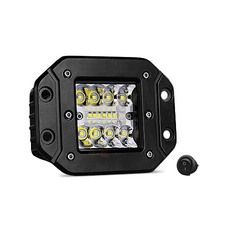 Farol de Embutir Milha LED 48w 12cm 16 LEDs Combo Flood + Spot 4320Lm - Und