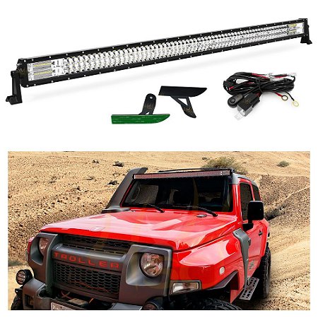 Barra LED 50 Pol 133cm RETA 7D 684W + Chicote + Suporte Frontal Troller Nova + 2015