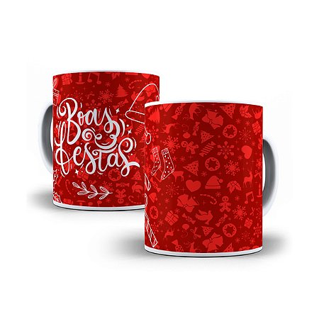 Caneca de cerâmica 325ml - boas festas de natal (vermelha)