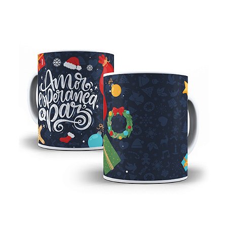 Caneca de cerâmica 325ml - Amor Esperança Paz