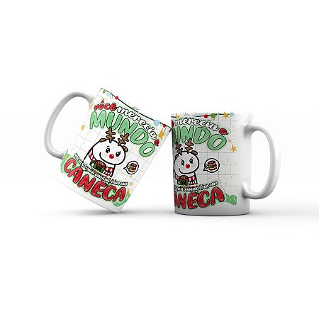 Caneca de cerâmica 325ml - Florks Você merecia o mundo