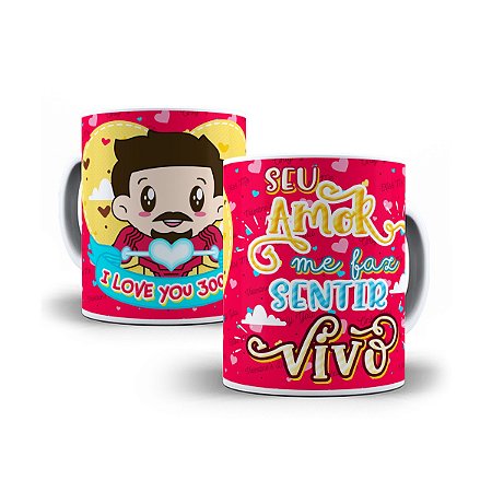 Caneca de cerâmica 325ml - Namorados Homem de ferro