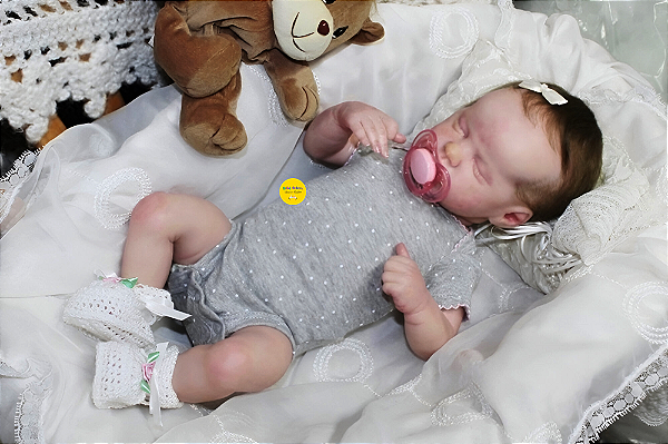 Bebê Reborn Menina Indie 47 Cm Olhos Fechados Corpo Em Vinil Siliconado Bebê Realista E Encantadora
