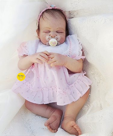 Boneca Bebê Reborn Menina Lilly May 47 Cm Olhos Fechados Muito Fofa Parece Um Bebê De Verdade