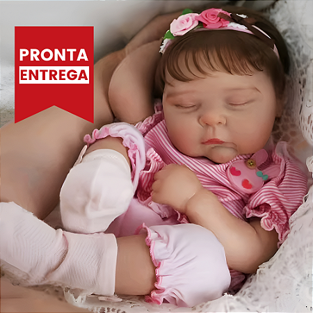 Boneca Bebê Reborn Menina 48 Cm Olhos Fechados Corpo Em Vinil Siliconado Pronta Entrega