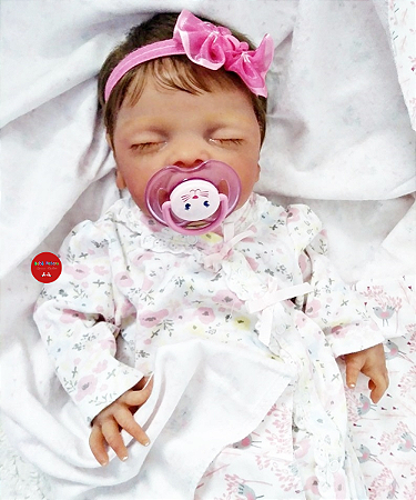 Bebê Reborn Menina Charlotte 46 Cm Olhos Fechados Super Realista Bebê Recém Nascida Silicone Sólido