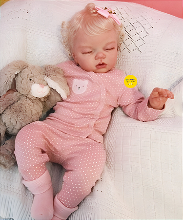 Bebê Reborn Menina Arilella 53 Cm Olhos Fechados Bebê Loirinha Em Bebê Silicone Sólido Com Enxoval