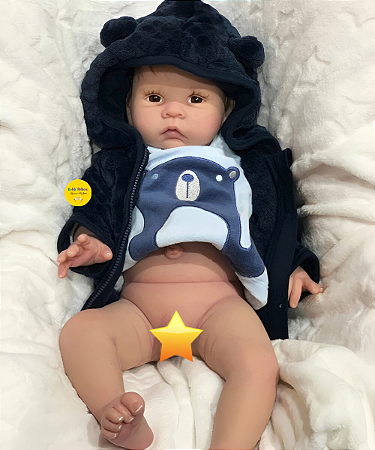 Bebê Reborn Menino Silicone Sólido 50 Cm Olhos Abertos Parece Um Bebê De Verdade Lindo E Perfeito