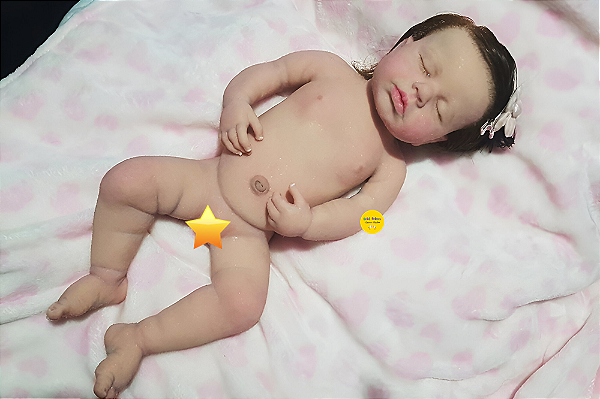 Bebê Reborn Menina Loulou 45 Cm Olhos Fechados Silicone Sólido Pode Dar Banho Acompanha Enxoval
