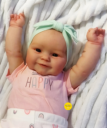 Bebê Reborn Menina Maddie 60 Cm Olhos Abertos Bebê Gordinha Sorridente Com Acessórios E Enxoval Promoção