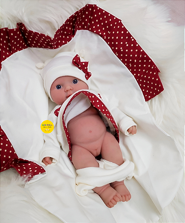 Boneca Bebê Reborn Menina Silicone Sólido 30 Cm Olhos Abertos Linda Bebê Prematura Pode Dara Banho