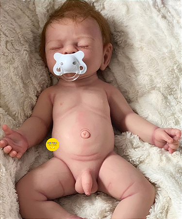 Bebê Reborn Menino Silicone Sólido 43 Cm Olhos Fechados Super Realista Detalhes De Um Bebê De Verdade