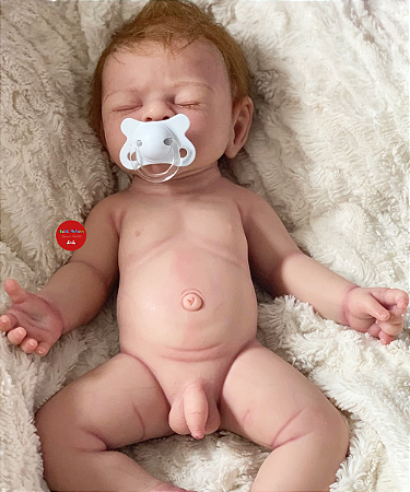 Bebê Reborn Menino Silicone Sólido 43 Cm Olhos Fechados Super Realista Detalhes De Um Bebê De Verdade