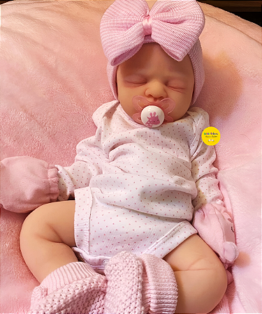 Bebê Reborn Menina Silicone Sólido 43 Cm Olhos Fechados Bebê Reborn Mais Realista Acompanha Acessórios