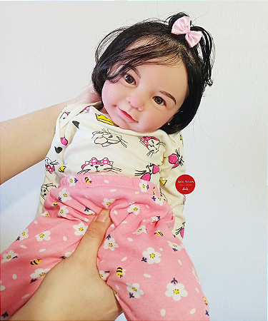 Bebê Reborn Menina Lisa 57 Cm Olhos Abertos Silicone Sólido Realista Pode Dar Banho Mama E Faz Xixi