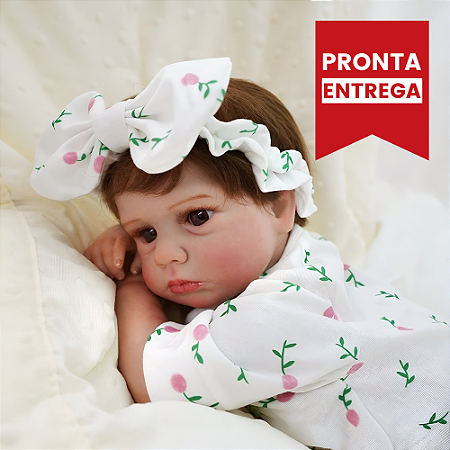 Bebê Reborn Menina 48 Cm Olhos Abertos Corpo Vinil Siliconado Recém Nascida Pronta Entrega