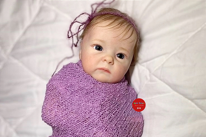 Boneca Bebê Reborn Menina Tink 44 Cm Olhos Abertos Bebê Recém Nascida Silicone Sólido Com Enxoval
