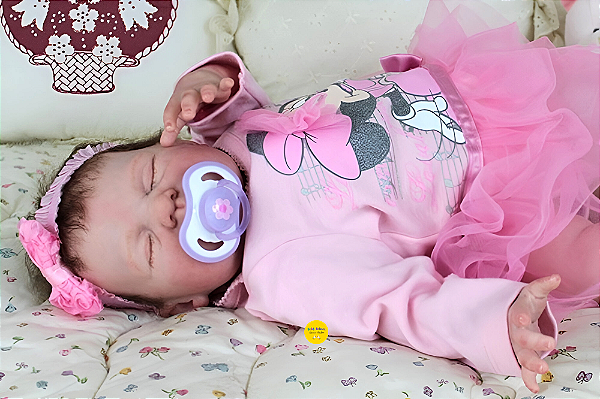 Boneca Bebê Reborn Menina Sugar 51 Cm Olhos Fechados Bebê Artesanal Sofisticada Com Enxoval