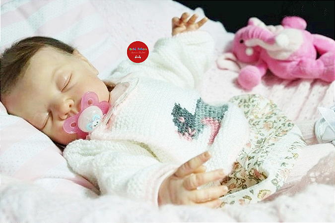 Bebê Reborn Menina Annie 46 Cm Olhos Fechados Bebê Parece De Verdade Linda Com Enxoval E Chupeta